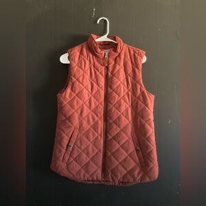 Laura Scott Quilted Vest - Brick Red